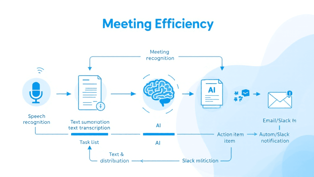 生成AIによる会議効率化フロー：音声認識から議事録・要約・配信までの自動化