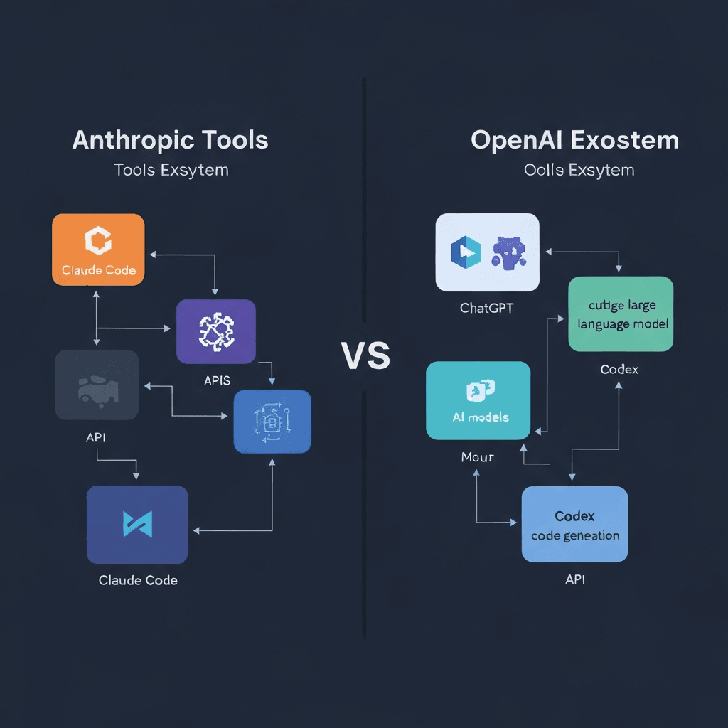 Anthropic vs OpenAIエコシステムの構造比較図