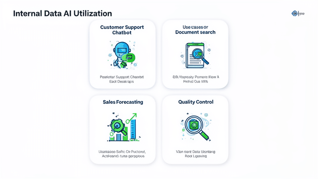 社内データAI活用のユースケース：ナレッジ検索、カスタマーサポート、法務文書検索、品質管理