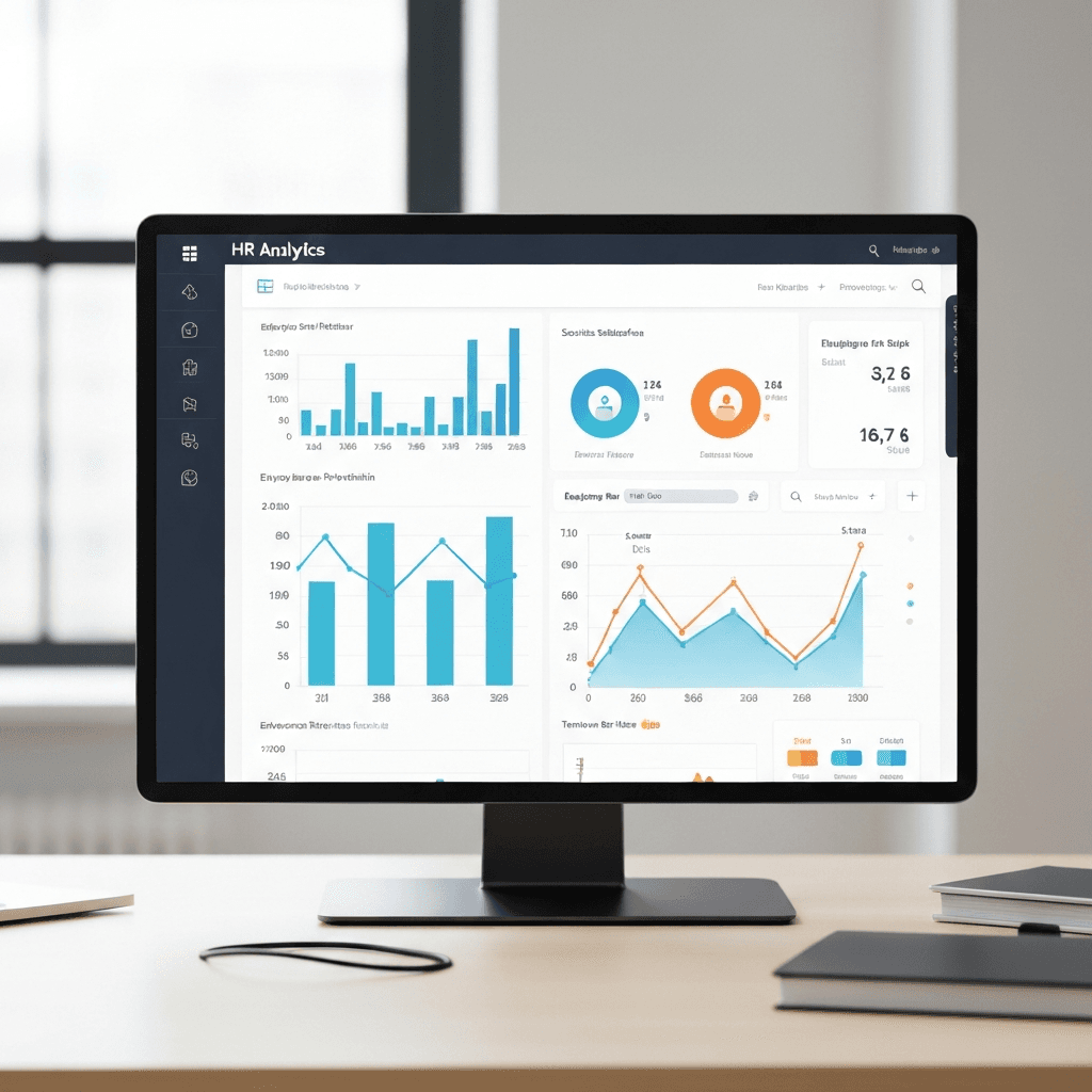 従業員のエンゲージメントスコアと離職リスク指標を表示する人事ダッシュボード