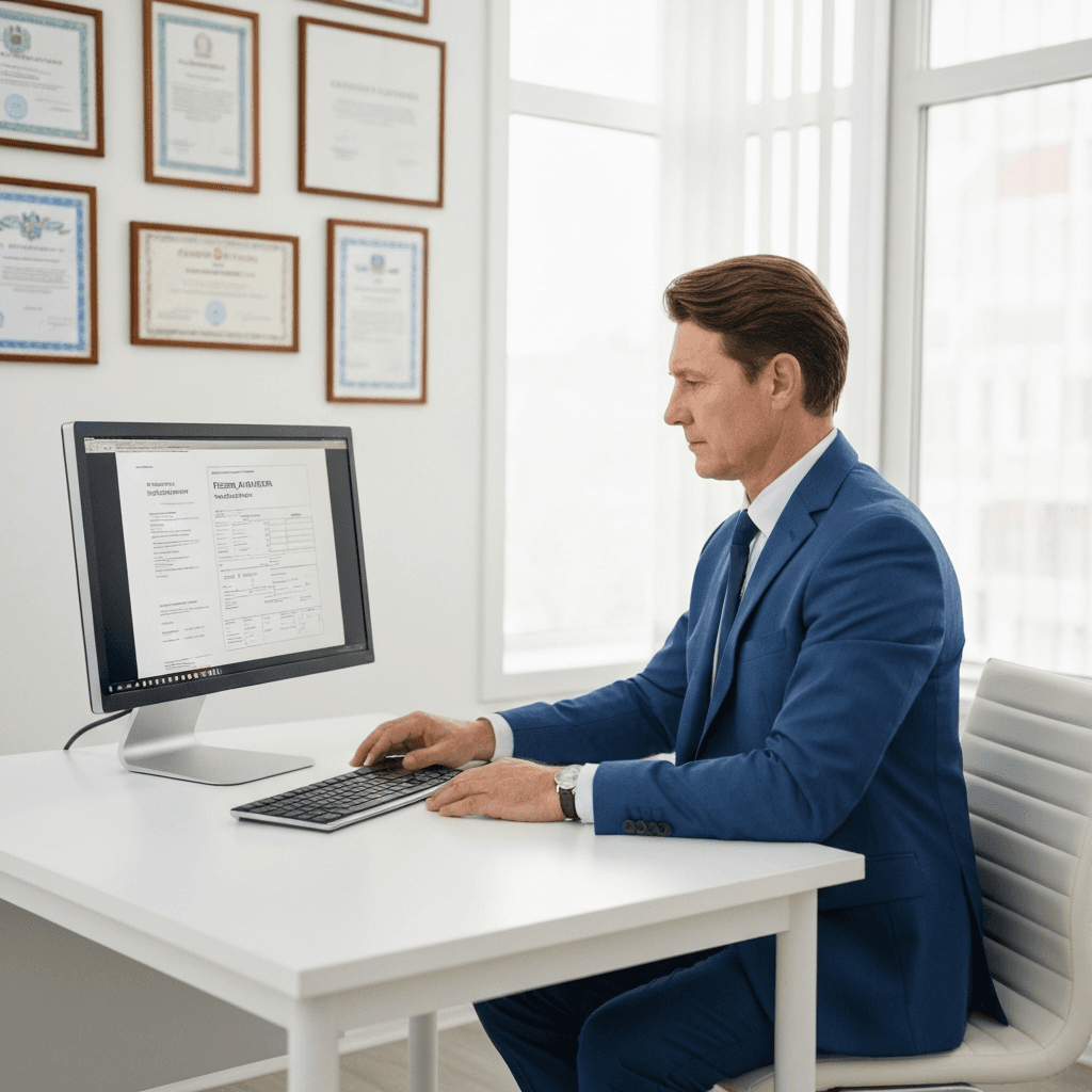 住民がタブレット端末で行政サービスの案内を受けている自治体窓口