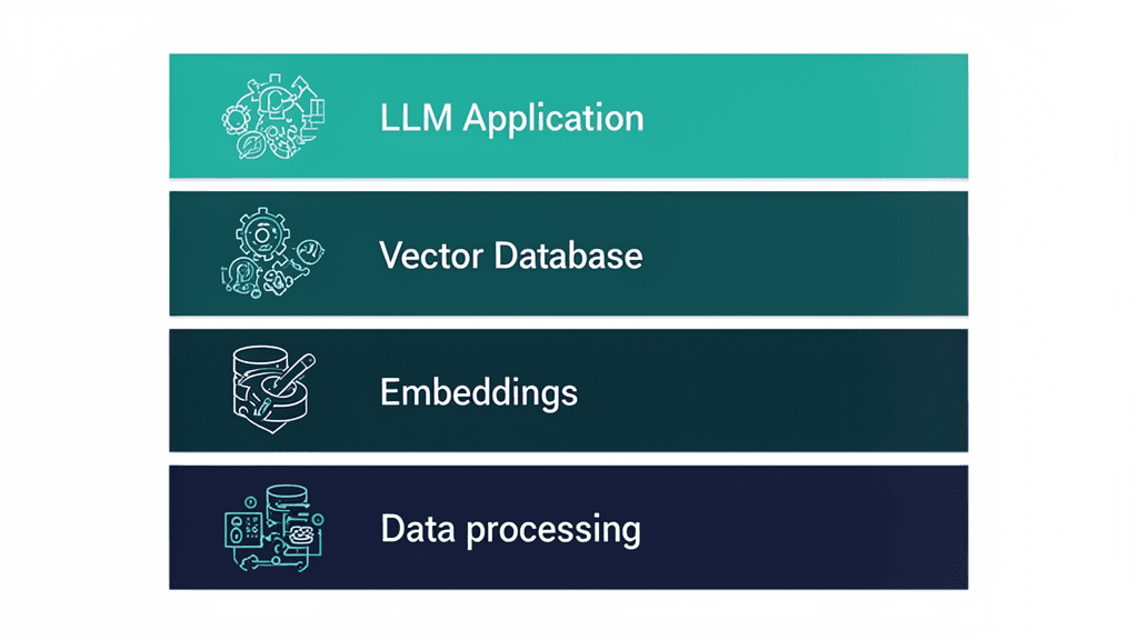 RAGシステムの4層技術スタック：データ処理・Embedding・ベクトルDB・LLMアプリケーション層